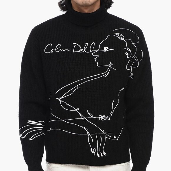 KIDSUPER Studios Black Colm Dillane Doodle Sweater 2023 NWT Men's size L - Picture 1 of 10